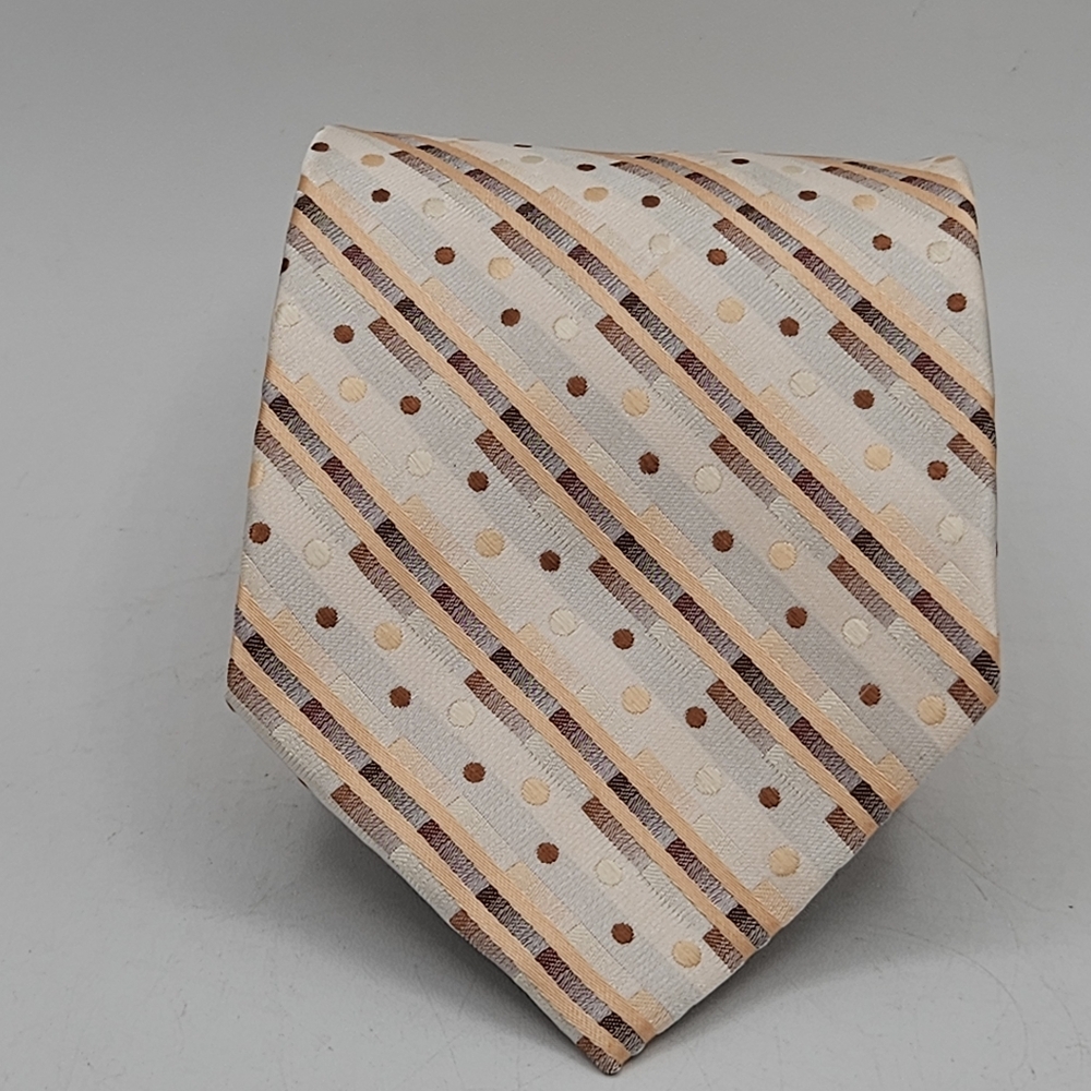 Stacy Adam's signature gold extra long diagonal stripe tie - cream, gold, copper